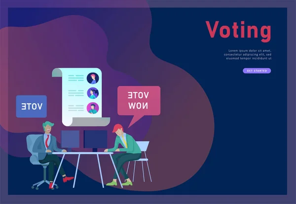 Conceito de votação e eleição. Campanha pré-eleitoral. Promoção e publicidade do candidato . —  Vetores de Stock