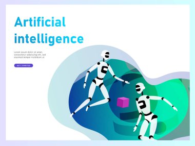 Yapay zeka ve Cyber Pazartesi, fütüristik cyberpunk tasarım, kavram cyborg gerçeküstü proje üzerinde çalışmak.