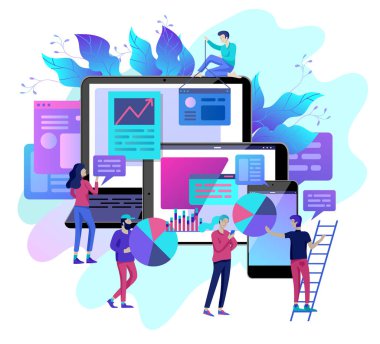 İş, ofis işçi analiz kavramı vektör çizim