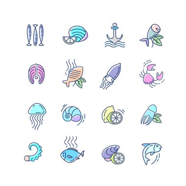 Vektör simgesi ve deniz ürünleri restoran veya kafe için logo