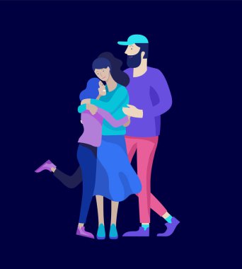 Aile harcamak zaman birlikte, mutlu anne çocuklu. Vektör insanlar karakter