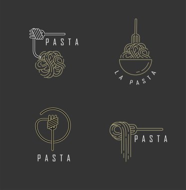 Vektör simgesi ve İtalyan makarna veya makarna için logo