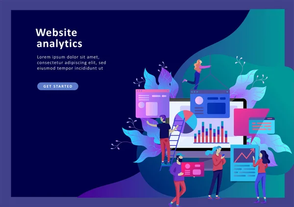 Concepto vector ilustración de negocios, análisis de los trabajadores de oficina — Vector de stock