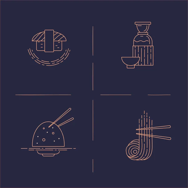 Icône vectorielle et logo pour les aliments et fruits de mer asiatiques, japonais — Image vectorielle