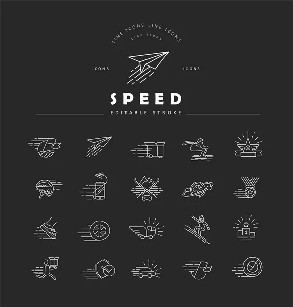 Icona vettoriale e logo per il movimento di velocità. Dimensione del contorno modificabile — Vettoriale Stock