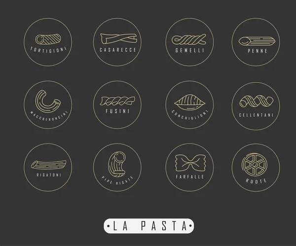 Icona vettoriale e logo per pasta o tagliatelle italiane — Vettoriale Stock