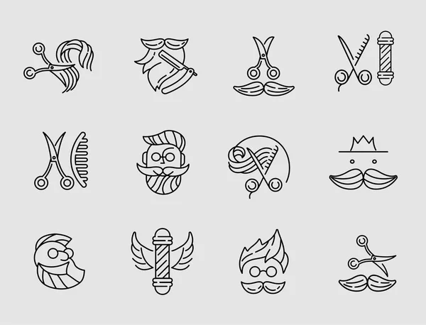 Icono del vector y logotipo para barbería y salón de belleza — Archivo Imágenes Vectoriales