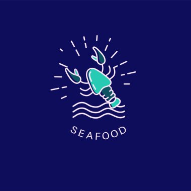 Vektör simgesi ve deniz ürünleri restoran veya kafe için logo