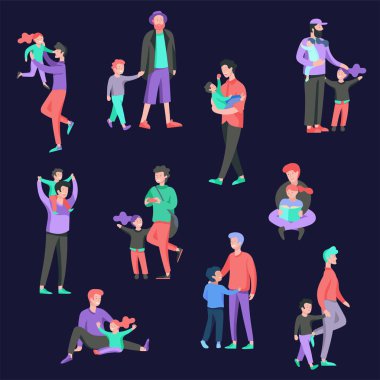 Vektör insanlar karakter. Baba ve onu birlikte vakit çocuk