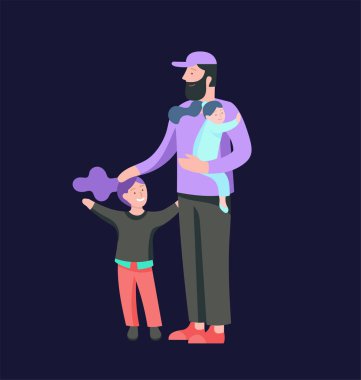 Vektör insanlar karakter. Baba ve onu birlikte vakit çocuk