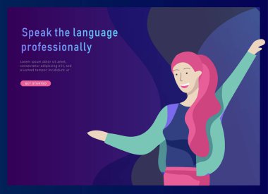 Online dil kursları, uzaktan eğitim, eğitim için açılış sayfası şablonları. Dil arabirimi öğrenme ve kavram öğretim.