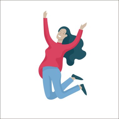 Atlama karakter çeşitli teşkil etmektedir. Mutlu pozitif genç erkek ya da kadın birlikte, mutluluk, özgürlük sevindirici