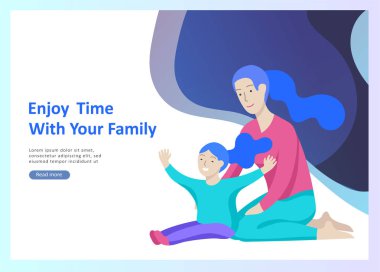 Açılış sayfa şablonları mutlu aile, anne baba için seyahat ve psikoterapi, Aile Sağlık, mal eğlence ve bunların alt öğeleri. Anne kızı ve oğlu ile eğlenin