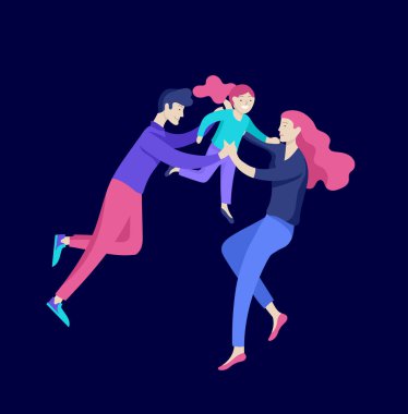 Aile harcamak zaman birlikte, mutlu anne çocuklu. Vektör insanlar karakter