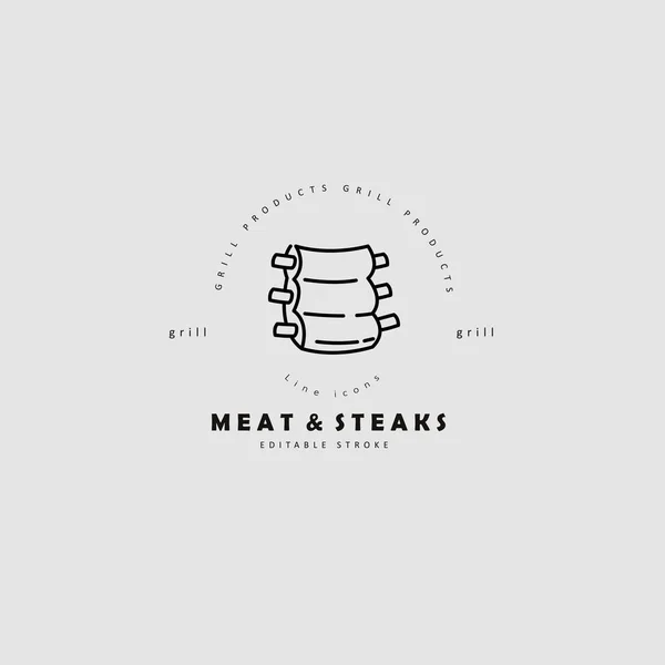 Εικονίδιο του φορέα και το λογότυπο για το κρέας και σχάρα καφετέρια ή εστιατόριο — Διανυσματικό Αρχείο