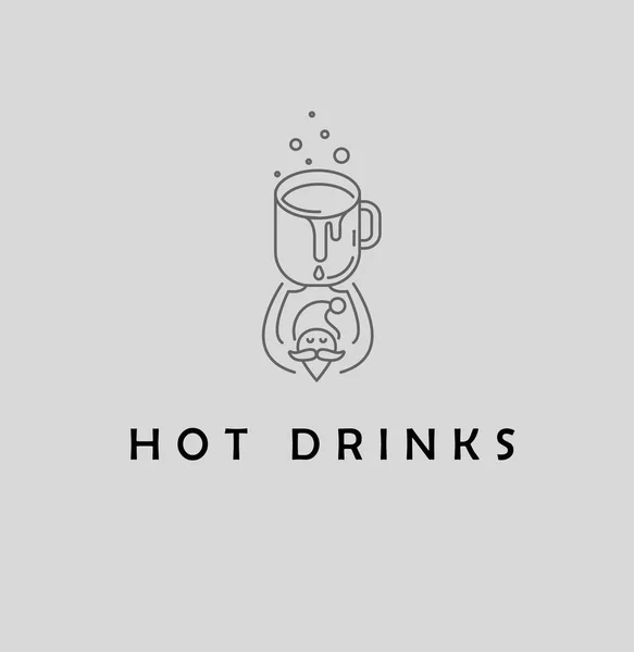 Icona vettoriale e logo bevande calde per il freddo, buon Natale — Vettoriale Stock