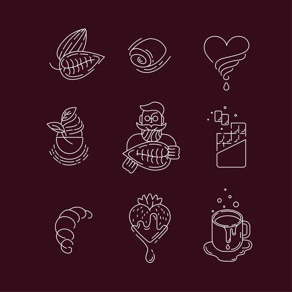 Icône vectorielle et logo pour chocolat et sucré — Image vectorielle