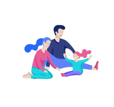 Aile harcamak zaman birlikte, mutlu anne çocuklu. Vektör insanlar karakter