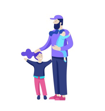 Vektör insanlar karakter. Baba ve onu birlikte vakit çocuk