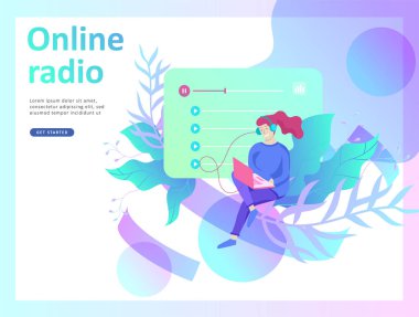 Online radyo dinleme, insanlar akarsu rahatla Internet kavramı dans dinle. Müzik uygulamaları, çalma listesi online şarkı, radyo istasyonu.