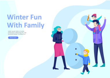 Açılış sayfası şablonları kümesi. İnsanlar kış giysileri veya açık hava etkinlikleri eğlenceli gerçekleştirme dış giyim giyinmiş. Kar Festivali, halletme veya snowboard. Noel aile kayak buz pateni, Kayak aşırı