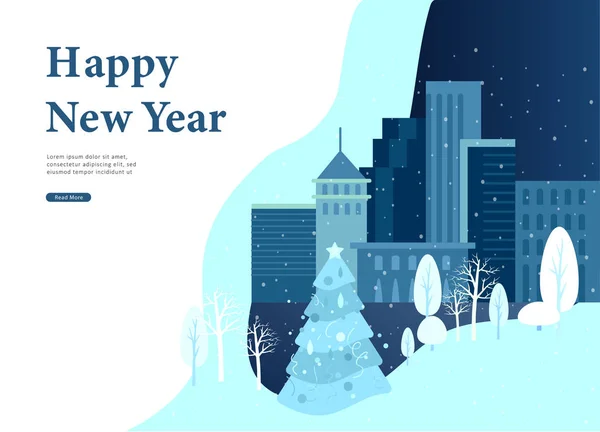 Conjunto de plantilla de Landing page o tarjeta de felicitación. Amigo celebra Feliz Navidad y Feliz Año Nuevo. Personaje familia compra regalo, con compras, hace muñeco de nieve . — Archivo Imágenes Vectoriales