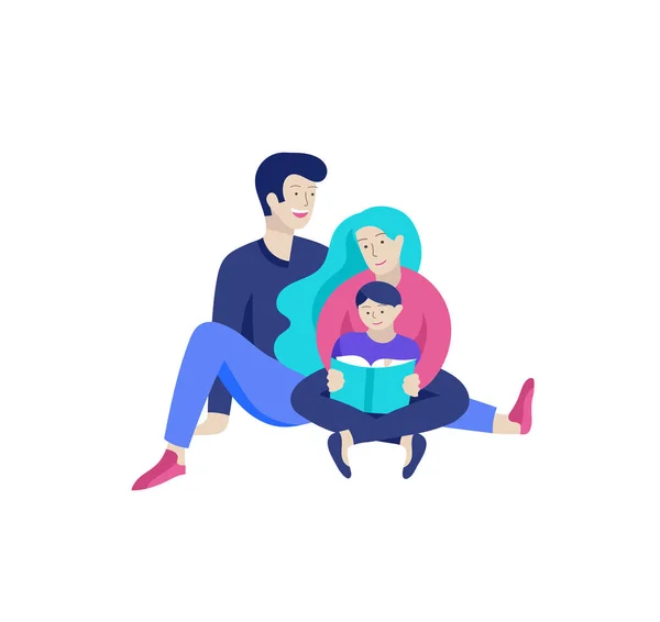 Family spend time together, happy parents with children. Vector people character