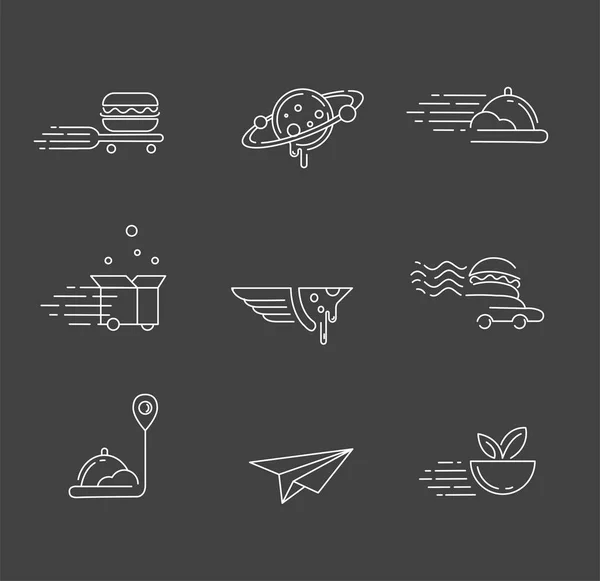 Icono de vector y logotipo para deliwery en línea de alimentos — Vector de stock