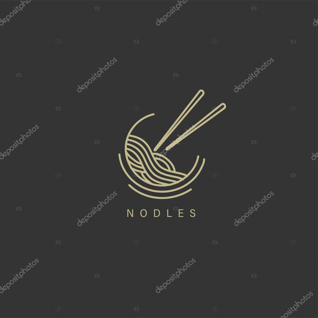 Vector icon and logo for italian pasta or noodles. Editable outline stroke size. Line flat contour, thin and linear design. Simple icons. Concept illustration. Sign, symbol, element.