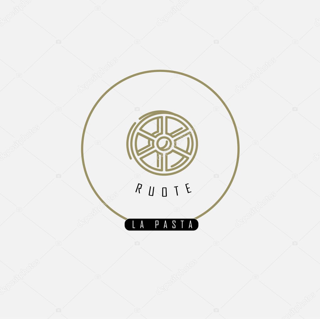 Vector icon and logo for italian pasta or noodles. Editable outline stroke size. Line flat contour, thin and linear design. Simple icons. Concept illustration. Sign, symbol, element.