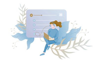 Online radyo dinleme, insanlar akarsu rahatla Internet kavramı dans dinle. Müzik uygulamaları, çalma listesi online şarkı, radyo istasyonu.