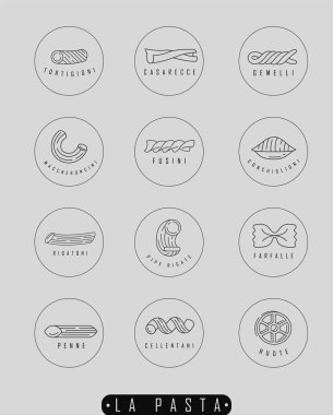 Vektör simgesi ve İtalyan makarna veya makarna için logo