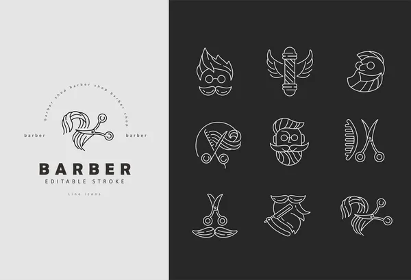 Ícone de vetor e logotipo para barbearia e salão de beleza — Vetor de Stock