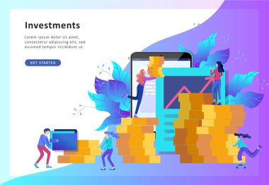 Kavram finansal yatırımlar, yenilik, pazarlama, analiz, güvenlik mevduat web sayfası için yatırım