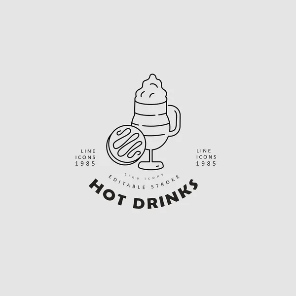 Icono del vector y el logotipo bebidas calientes para el clima frío, feliz Navidad — Vector de stock