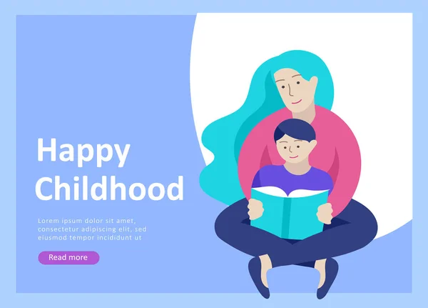 Set of Landing page templates for happy mothers day, child health care, happy childhood and children, goods and entertainment for mother with children. Parent with daughter or son have fun