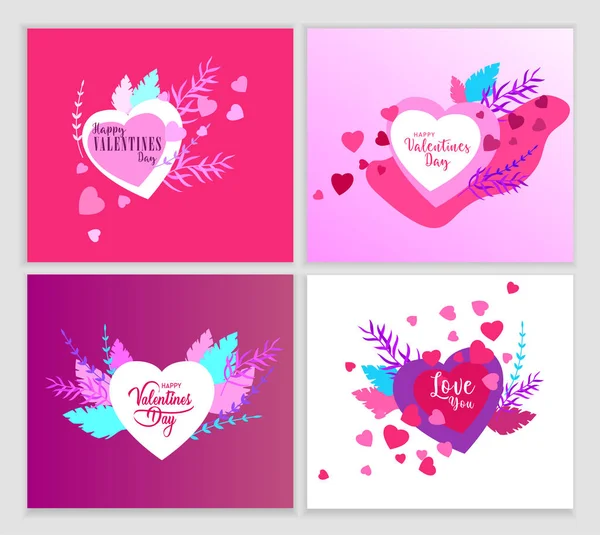Happy Valentines day cards template with in love isolated in heart on a colorful abstract background, typography poster elements — Stock Vector