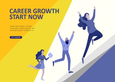 Açılış sayfası şablonu insanlar iş zamanlama app, birleşme, yatırım stratejileri, kariyer büyüme, araştırma ve geliştirme planlama stratejik ayarla