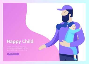 Mutlu babalar günü, çocuk sağlık, mutlu çocukluk ve çocuk, mal ve çocuk ile baba için eğlence için açılış sayfası şablonları