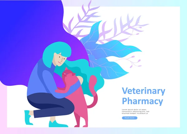 Set of Landing Page Templates with Vector Symbol. Happy people with their pets, a cat loves its owners, care and love, a pet shop and a veterinary pharmacy. Animal Day and adoption. Vector