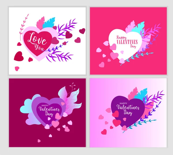 Happy Valentines day cards template with in love isolated in heart on a colorful abstract background, typography poster elements — Stock Vector