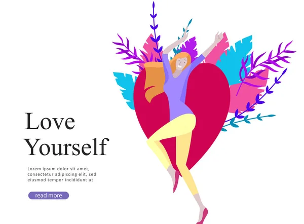 Web sayfa tasarım şablonu için güzellik, rüyalar motivasyon, Uluslararası Kadınlar Günü, feminizm kavramı, kızlar güç ve kadın hakları, vektör çizim Web sitesi için — Stok Vektör