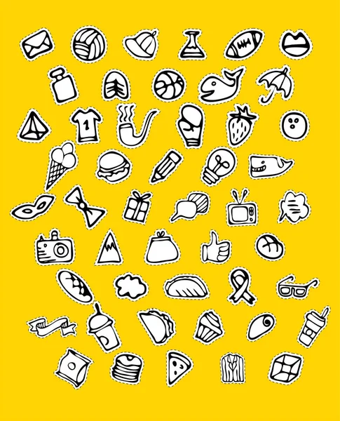 Hand drawn icons set and elements pattern. Digital illustration, bakery doodles elements, holidays seamless background. school and alcohol drinks. Vector fast food sketchy — Stock Vector