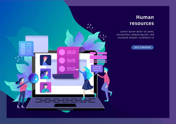 Concepto Recursos Humanos, banner, presentación, redes sociales, documentos. Contratación para la página web . — Vector de stock