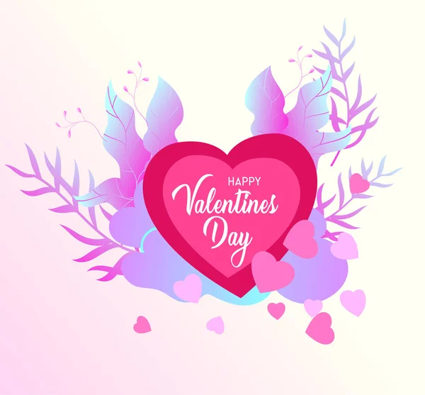 Felice San Valentino modello di carte con innamorato isolato nel cuore su uno sfondo colorato astratto, elementi poster tipografia — Vettoriale Stock