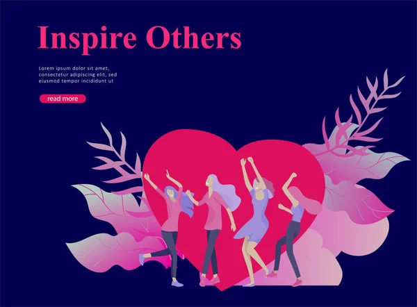 Шаблон оформлення веб-сторінки для краси, мрії мотивації, Міжнародний жіночий день, фемінізм концепції, дівчаток влади і жінка права, Векторні ілюстрації для веб-сайту — стоковий вектор