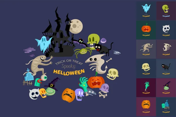 Vektorsymbol und Element für Helloween. Glückwunschkarte für glückliche Halloween Design-Ikone. Konzeptillustration. Zeichen und Symbol — Stockvektor