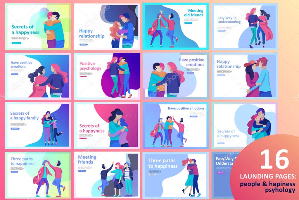 Vector people character. Friends and couple hugging, walking and spend time tygether. Colorful flat concept illustration.