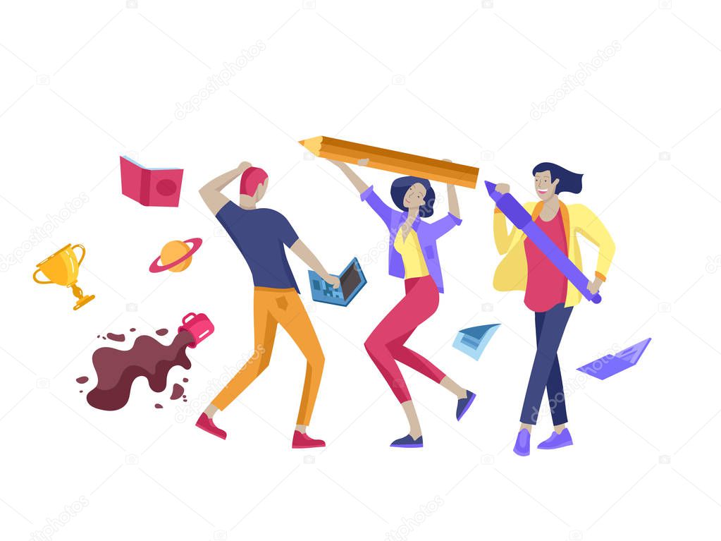 Team People moving. Business invitation and corporate party, design training courses, about us, expert team, happy teamwork. Flat characters design