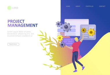 Proje yönetimi, iş, iş akışı ve danışmanlık için ofis kavramı iş insanları. Web sitesi ve mobil web sitesi için modern vektör illüstrasyon düz kavramlar karakter